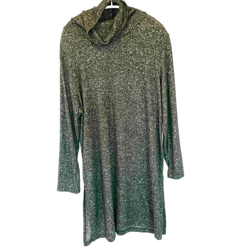 Old Navy Cowl Neck Sweater Plush Tunic Extra Long Sz Women's Large Gray Relaxed